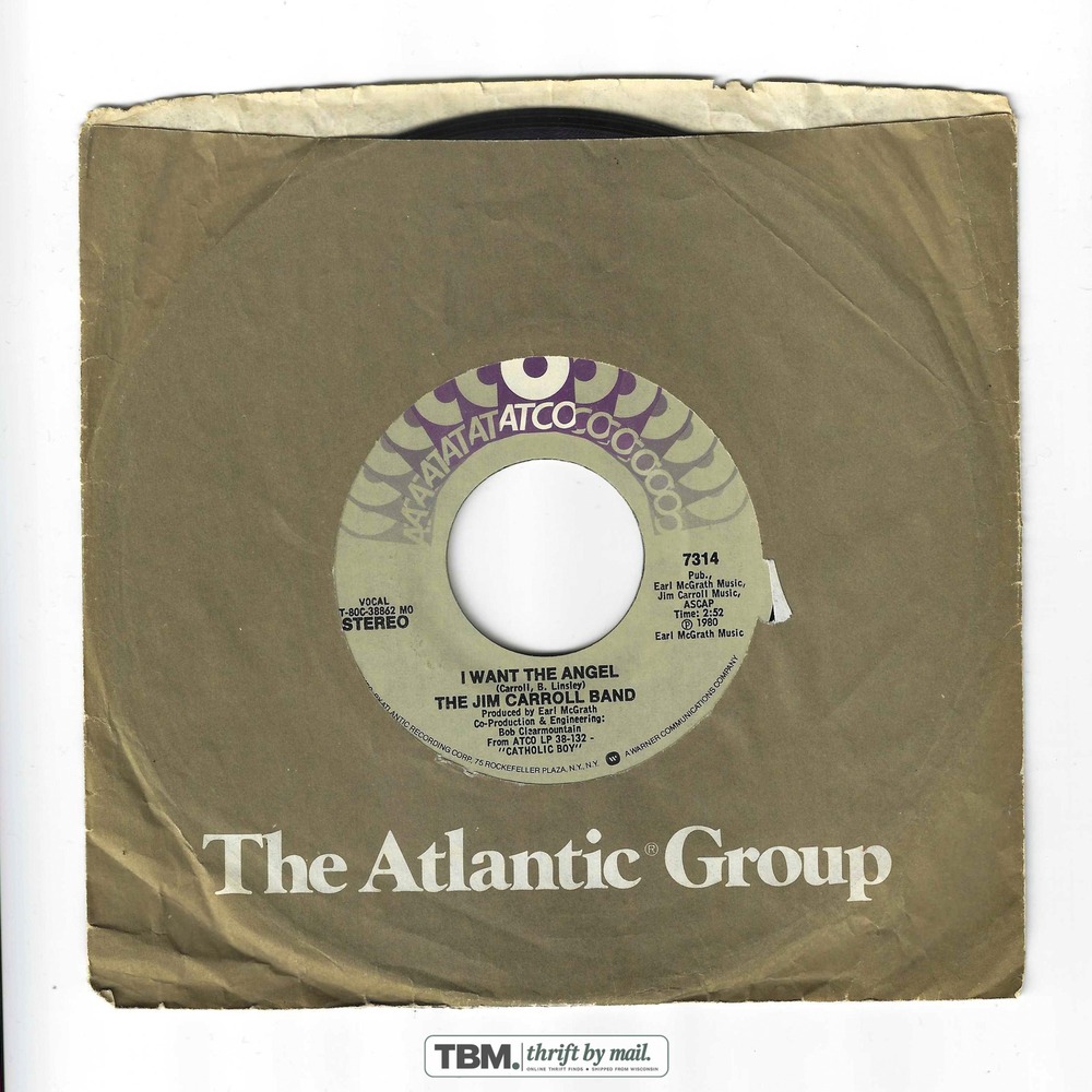The Jim Carroll Band People Who Died 45 RPM 7" Vinyl Single 1980 ATCO 7314 Good